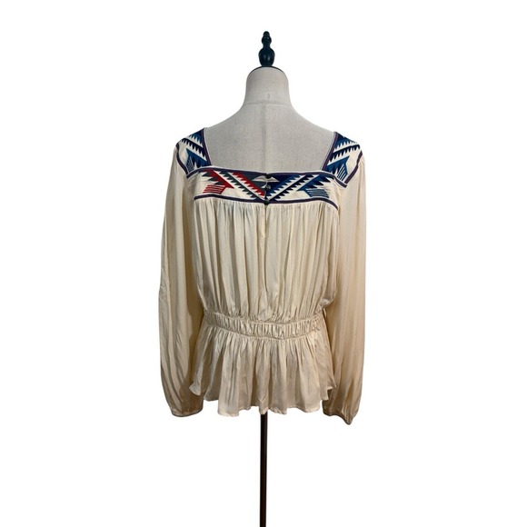 Ariat Jacquard Chimayo Peasent Top Sz XL Cream Boho Western - Picture 5 of 10